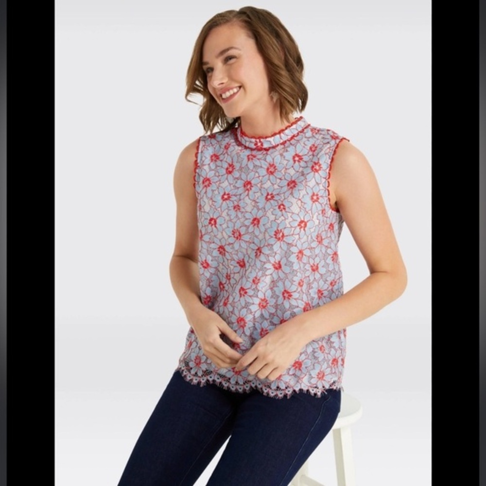 Draper James Women’s Sleeveless Floral Lace Top size 0